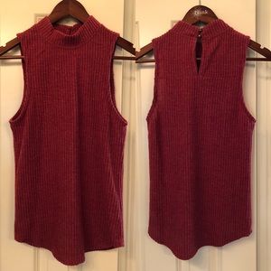 She + Sky ribbed mock neck tank top